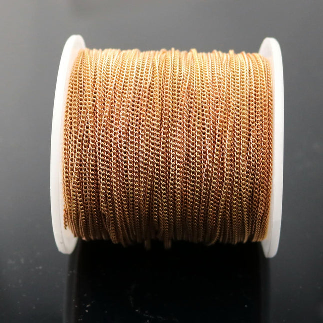 Sample Lot 3 feet Raw Brass (Copper Color) No-Plated Round Curb Chain - 1.6mm Soldered link - 1.6S