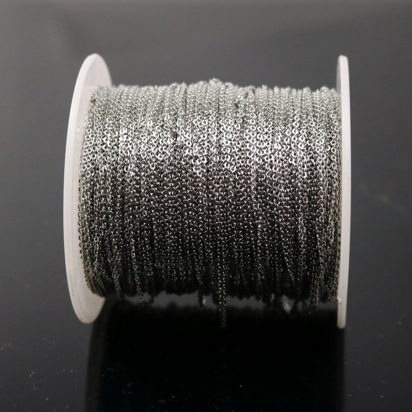 30 Ft Stainless Steel chain bulk - 0.8mm MICRO Flat Solder Sturdy Chain - with FREE Micro Jumpring (100pcs)