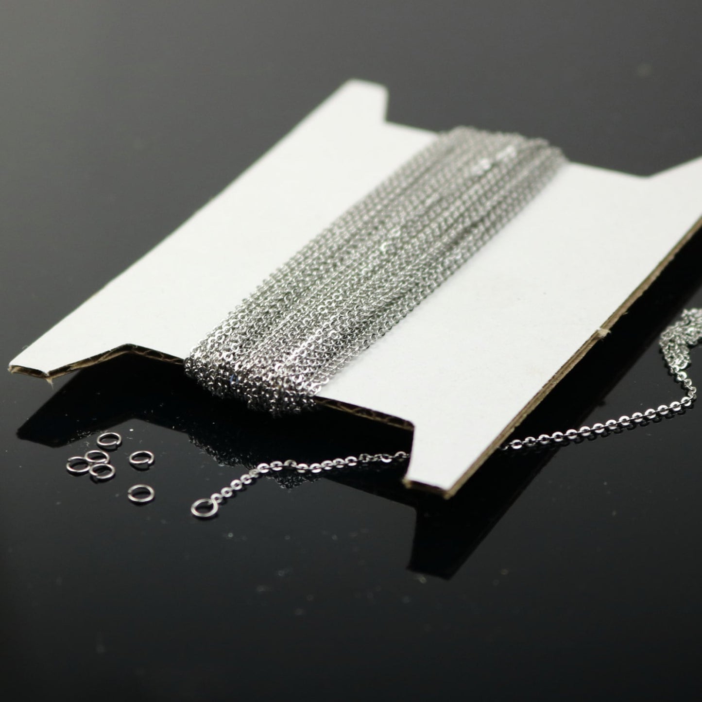30 Ft Stainless Steel chain bulk - 0.8mm MICRO Flat Solder Sturdy Chain - with FREE Micro Jumpring (100pcs)