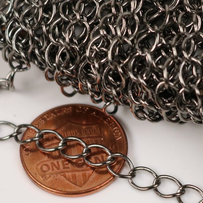 10 ft Gunmetal Solder Curb Chain LARGE EXTENDER Chain - 5.9x4.6mm - 5946CU