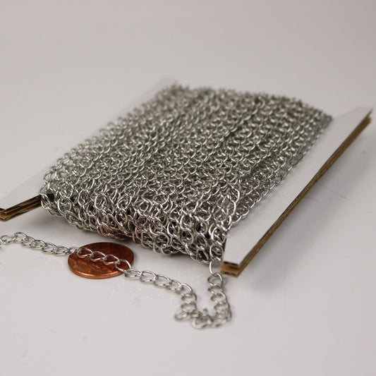 10 ft Rhodium Solder Curb Chain Antique Silver LARGE EXTENDER Chain - 5.9x4.6mm - 5946CU