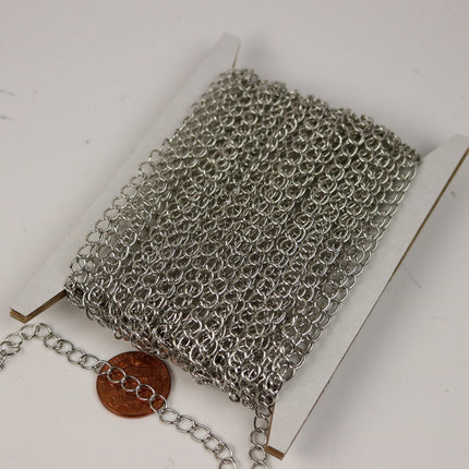 32 ft Rhodium Solder Curb Chain Antique Silver LARGE EXTENDER Chain - 5.9x4.6mm - 5946CU