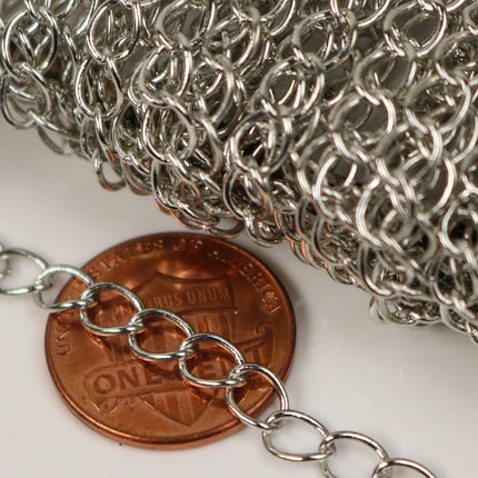 32 ft Rhodium Solder Curb Chain Antique Silver LARGE EXTENDER Chain - 5.9x4.6mm - 5946CU