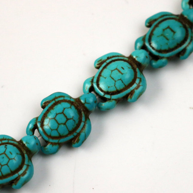 25 pcs Turtle Beads Howlite Turquoise Turtle Pendant - 15x19mm 7mm thickness