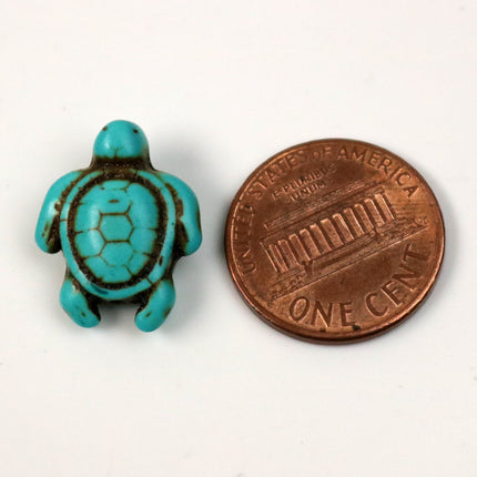 25 pcs Turtle Beads Howlite Turquoise Turtle Pendant - 15x19mm 7mm thickness