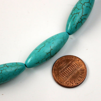 10 pcs Barrel Beads Howlite Turquoise Barrel Pendant - 30mm 10mm thickness