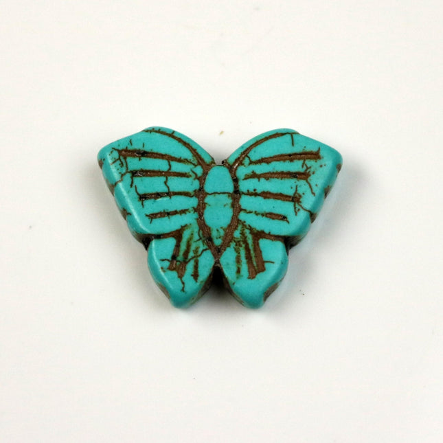 10 pcs Butterfly Beads Howlite Turquoise Butterfly Pendant Beads - 27x20mm 6mm thickness