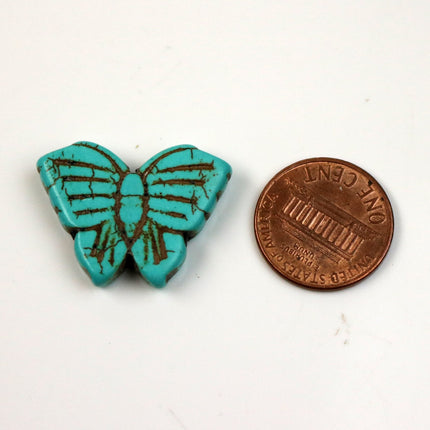 10 pcs Butterfly Beads Howlite Turquoise Butterfly Pendant Beads - 27x20mm 6mm thickness