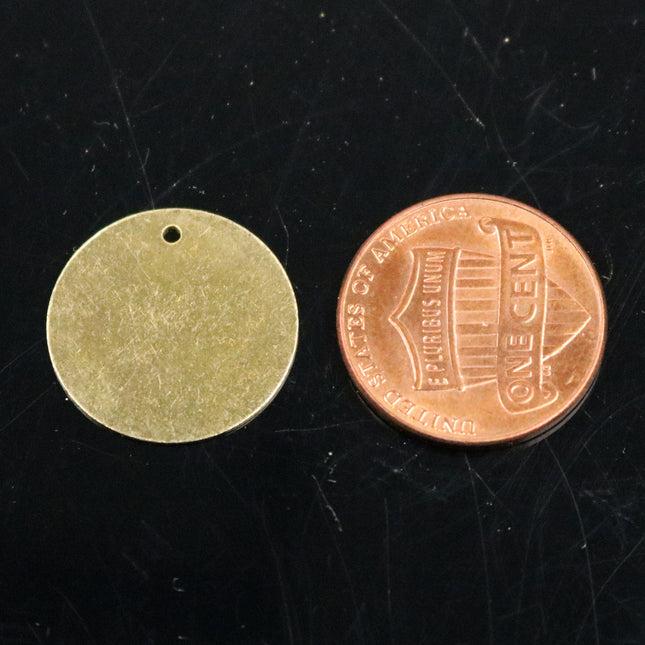 10 pcs BRASS Blanks Disc - 3/4 inch (18mm) 0.5mm 24G 24 Gauge thickness RAW Brass Gold Stamping Blanks - Metal Flat Discs Tags