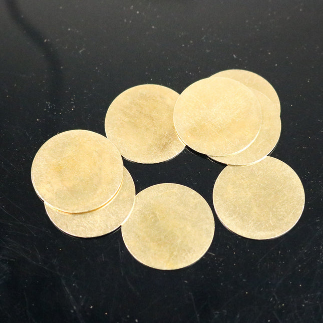 10 pcs BRASS Blanks Disc - 1 inch (25mm) 0.5mm 24G 24 Gauge thickness no Hole RAW Brass Gold Stamping Blanks - Metal Flat Discs Tags