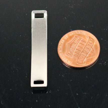 5 pcs Stainless Steel Bracelet Tags Stamping Link Blanks - about 7x38.5mm Rectangle Blank Message Metal Bar