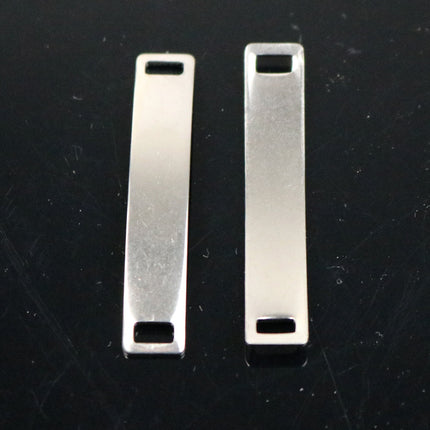 5 pcs Stainless Steel Bracelet Tags Stamping Link Blanks - about 7x38.5mm Rectangle Blank Message Metal Bar