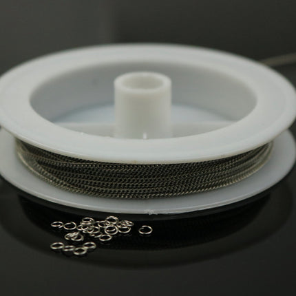 100 ft Reel Rhodium Plated FACET Tiny curb chain - 1.3mm soldered link - FREE adequate jump ring (100 pcs) - 1.3F