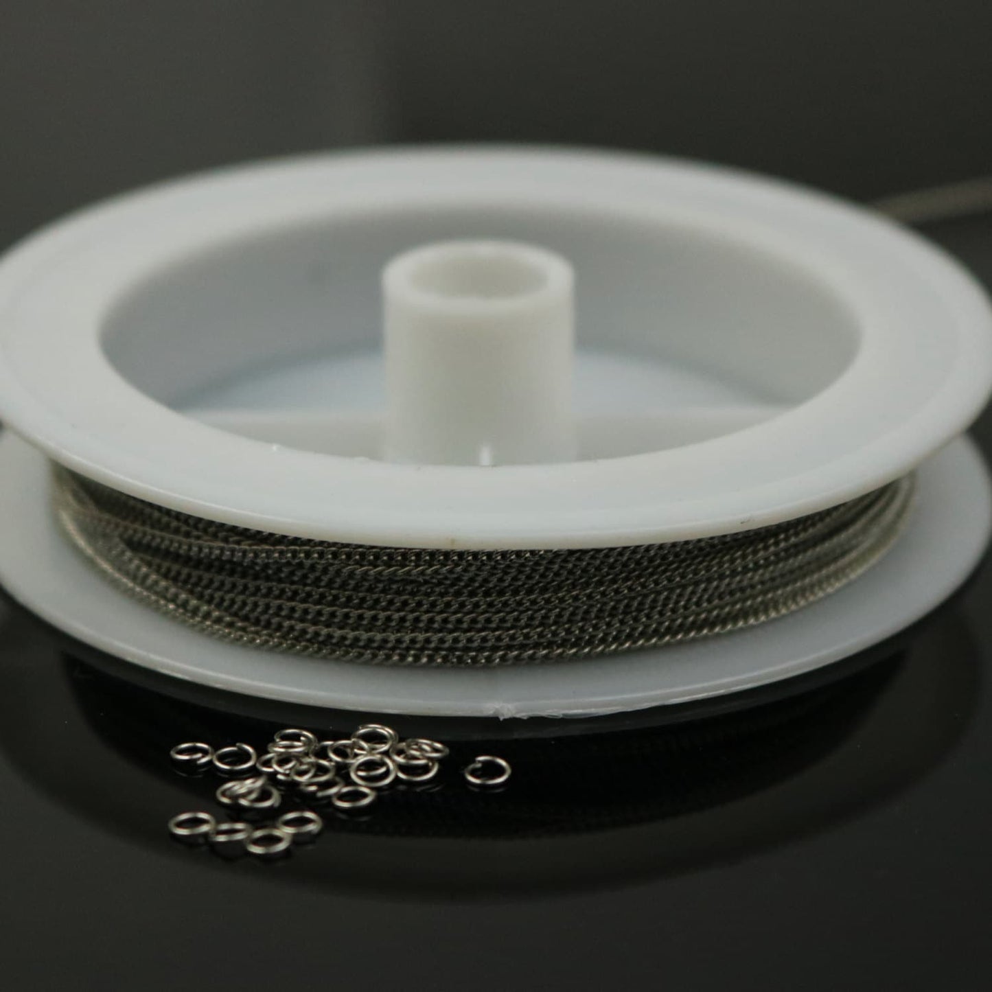 10 ft Reel Rhodium Plated FACET Tiny curb chain - 1.3mm soldered link - FREE adequate jump ring (10 pcs) - 1.3F