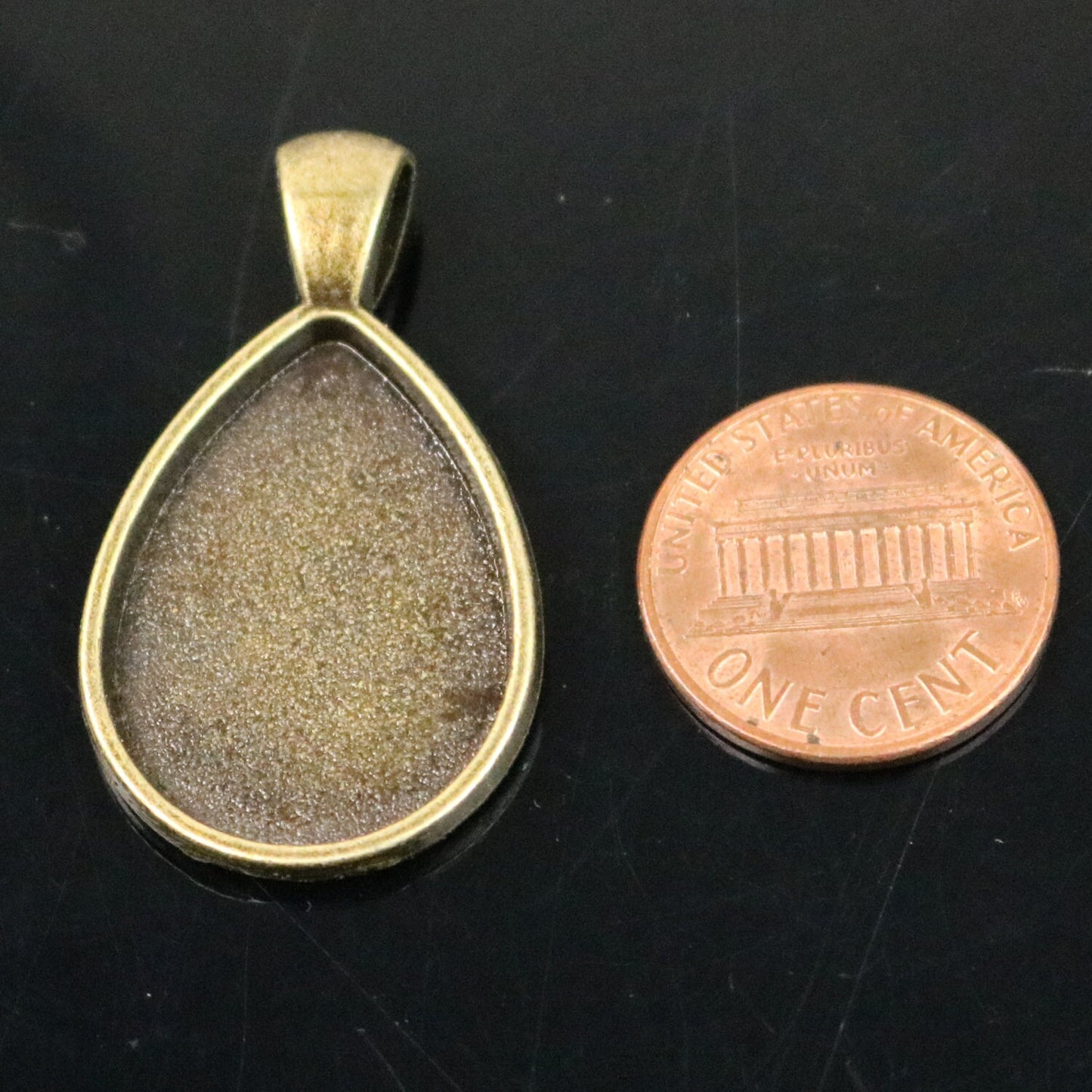 Pendant BEZELS without GLASS Magnifying Tear Drop Domes Cabochon - 5 pcs  - 18x25mm 3/4x1 inch Antique Brass Bezel and Glass Cabochon