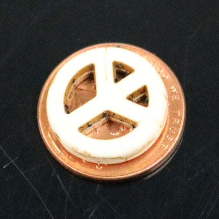 27pcs Howlite Turquoise PEACE Sign Beads Ivory - 15mm 3.6mm thickness