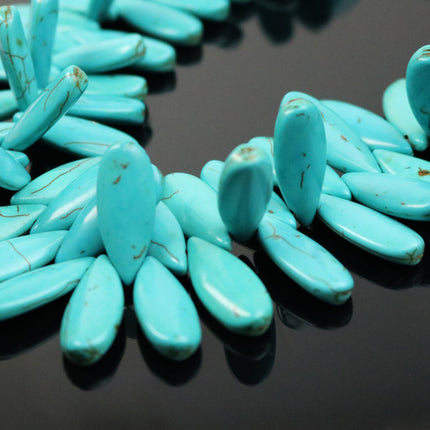 10 pcs of Howlite Turquoise Teardrop Allow Head  beads - 1 inch x 7/16 inch 5.5mm thickness - 25mmx11mm 5.5mm