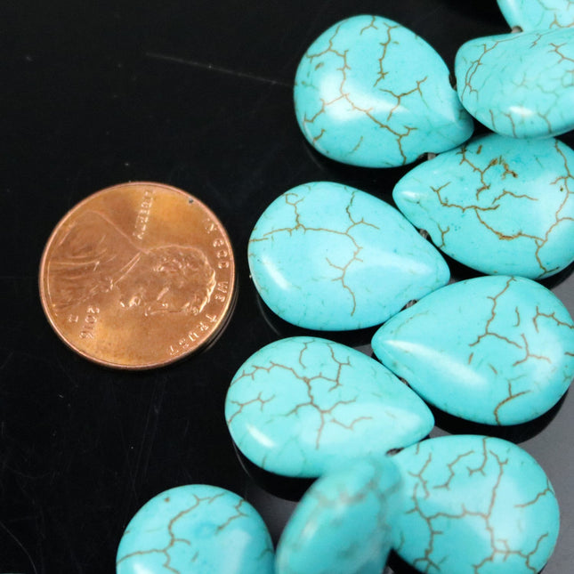 20pcs Howlite Turquoise Teardrop Briolette Drop 15x20mm
