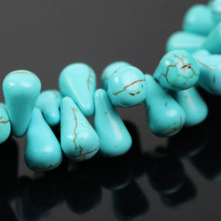 100pcs Howlite Turquoise BLUE Teardrop Briolette Drop Beads - 11x6mm