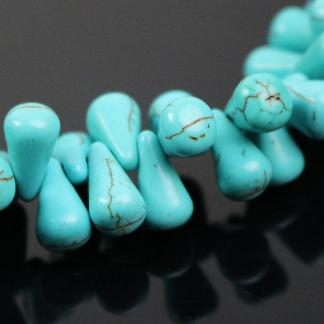 100pcs Howlite Turquoise BLUE Teardrop Briolette Drop Beads - 11x6mm