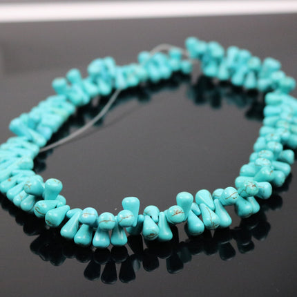 100pcs Howlite Turquoise BLUE Teardrop Briolette Drop Beads - 11x6mm
