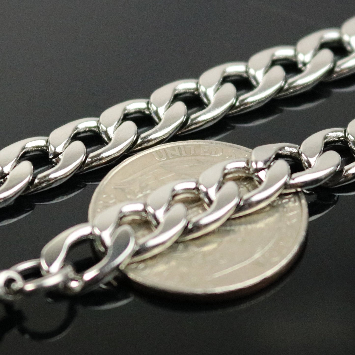 Stainless Steel Ready to Wear Chunky Cuban Curb Chain - 22 inch (55 cm) - 7.6mm width 2.0mm thickness Chunky Premade Chain Ship from USA
