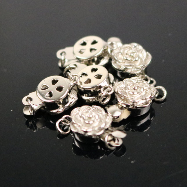10 sets Box Clasp - Rhodium Plated Filigree Rose Box Clasp - 14x9mm - BC202