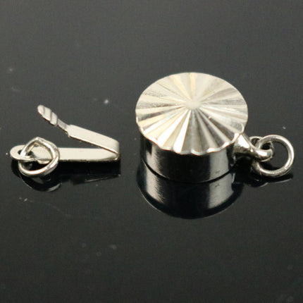 10 sets Box Clasp - Rhodium Plated Filigree Round Box Clasp - 15x9mm - BC207