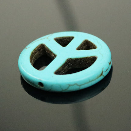 20pcs Howlite Turquoise BIG PEACE Sign Beads Ivory - 25mm 4mm thickness