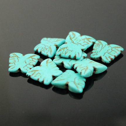20 pcs Butterfly Beads Howlite Turquoise Butterfly Pendant Beads - 16x13mm 3.5mm thickness