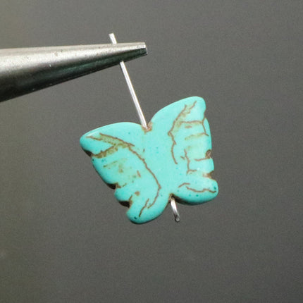 20 pcs Butterfly Beads Howlite Turquoise Butterfly Pendant Beads - 16x13mm 3.5mm thickness