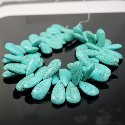 10 pcs of Howlite Turquoise Teardrop Allow Head  beads - 30x16mm 7.5mm thickness
