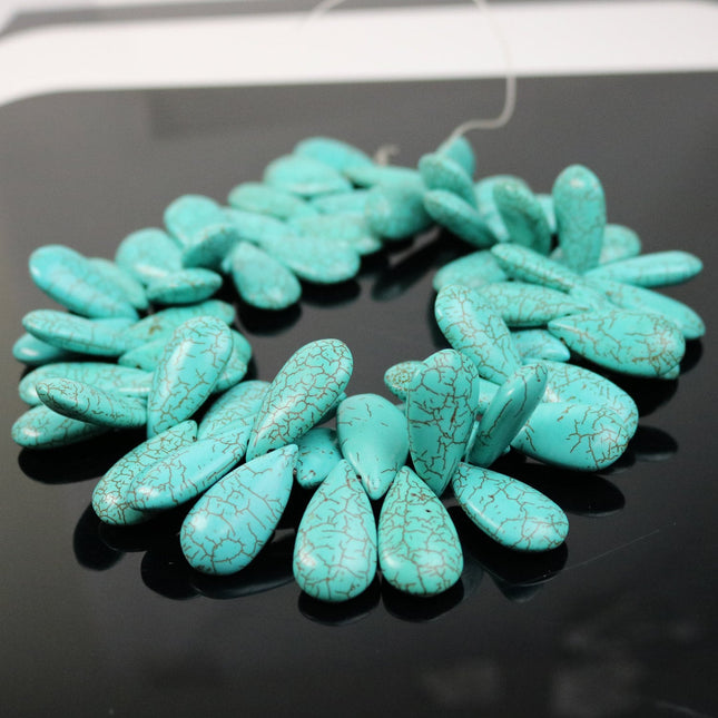 10 pcs of Howlite Turquoise Teardrop Allow Head  beads - 30x16mm 7.5mm thickness