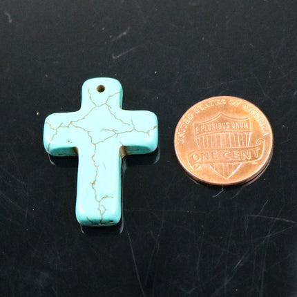 Cross Pendant - Howlite Turquoise CROSS Pendant - 30x22mm 5mm thickness