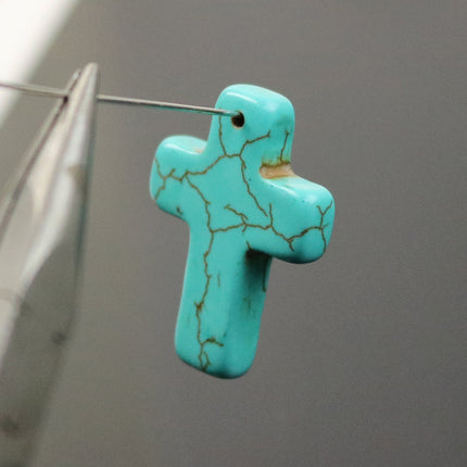 Cross Pendant - Howlite Turquoise CROSS Pendant - 30x22mm 5mm thickness