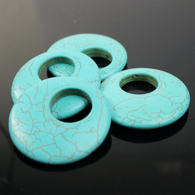 2 pcs Howlite Turquoise Donut Beads about 2 inch - about  45mm-55mm 8.5mm thickness