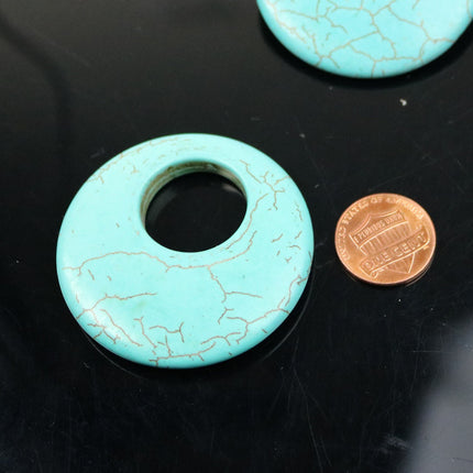 2 pcs Howlite Turquoise Donut Beads about 2 inch - about  45mm-55mm 8.5mm thickness