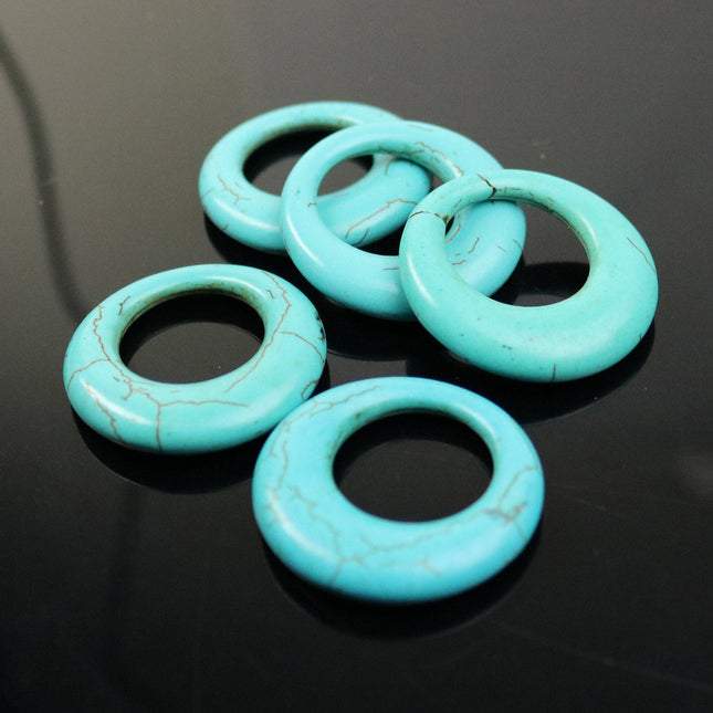 2 pcs Howlite Turquoise Donut Beads - 33mm-35mm 6.8mm thickness