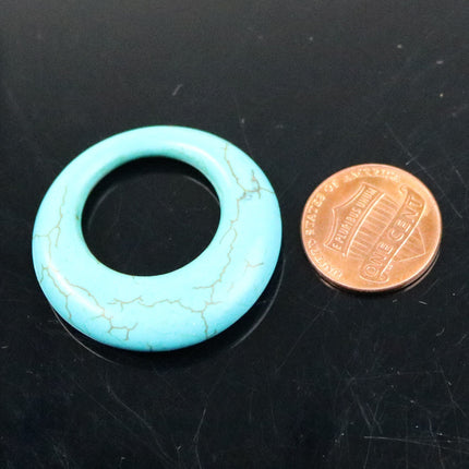 2 pcs Howlite Turquoise Donut Beads - 33mm-35mm 6.8mm thickness
