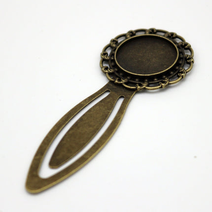 Bookmark with 20mm GLASS Magnifying Domes Cabochon - 5 sets 10 pcs  - 81mmx32mm Antique Brass - S040