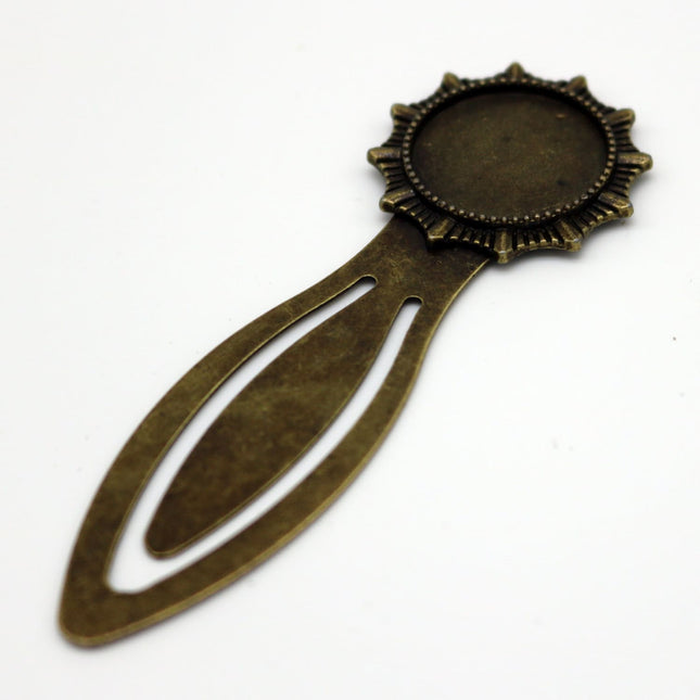 Bookmark with 18mm GLASS Magnifying Domes Cabochon - 5 sets 10 pcs  - 80mmx26mm Antique Brass - S992