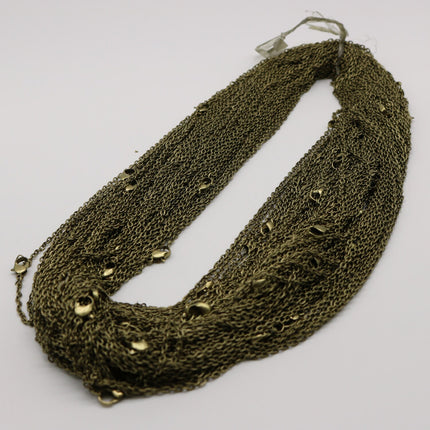 10 pcs of Ready to wear Flat Cable Chain Necklace 60cm (about 24inch) - Antique Brass, Bronze 3x2mm Flat Chain Necklace with Lobster Clasp