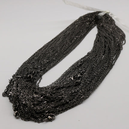 5 pcs of Ready to wear Flat Cable Chain Necklace 60cm (about 24inch) - Gunmetal 3x2mm Flat Chain Necklace with Lobster Clasp