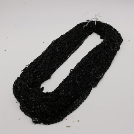 5 pcs of Ready to wear Flat Cable Chain Necklace 60cm (about 24inch) - Black Finished 3x2mm Flat Chain Necklace with Lobster Clasp