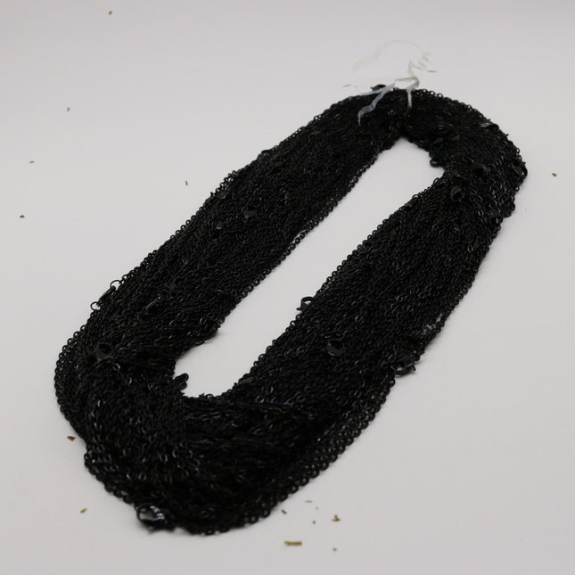 5 pcs of Ready to wear Flat Cable Chain Necklace 60cm (about 24inch) - Black Finished 3x2mm Flat Chain Necklace with Lobster Clasp