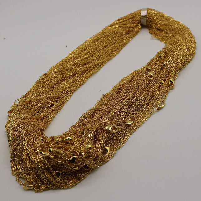 5 pcs of Ready to wear Flat Cable Chain Necklace 60cm (about 24inch) - Gold Plated 3x2mm Flat Chain Necklace with Lobster Clasp