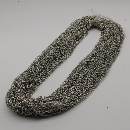 50 pcs of Ready to wear Chunky Cable Chain Necklace 60cm (about 24inch) - Rhodium Plated 5x3.5mm 0.9mm Cable Chain Necklace w/ Lobster Clasp