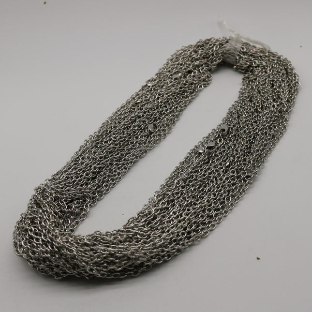 50 pcs of Ready to wear Chunky Cable Chain Necklace 60cm (about 24inch) - Rhodium Plated 5x3.5mm 0.9mm Cable Chain Necklace w/ Lobster Clasp