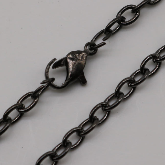 5 pcs of Ready to wear Chunky Cable Chain Necklace 60cm (about 24inch) - Gunmetal  5x3.5mm 0.9mm Cable Chain Necklace w/ Lobster Clasp