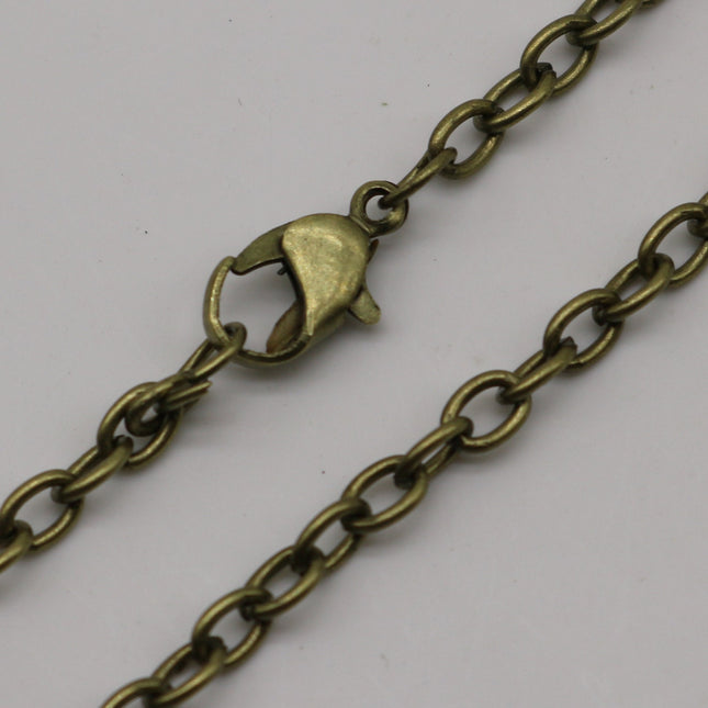 5 pcs of Ready to wear Chunky Cable Chain Necklace 60cm (about 24inch) - Antique Brass 5x3.5mm 0.9mm Cable Chain Necklace w/ Lobster Clasp